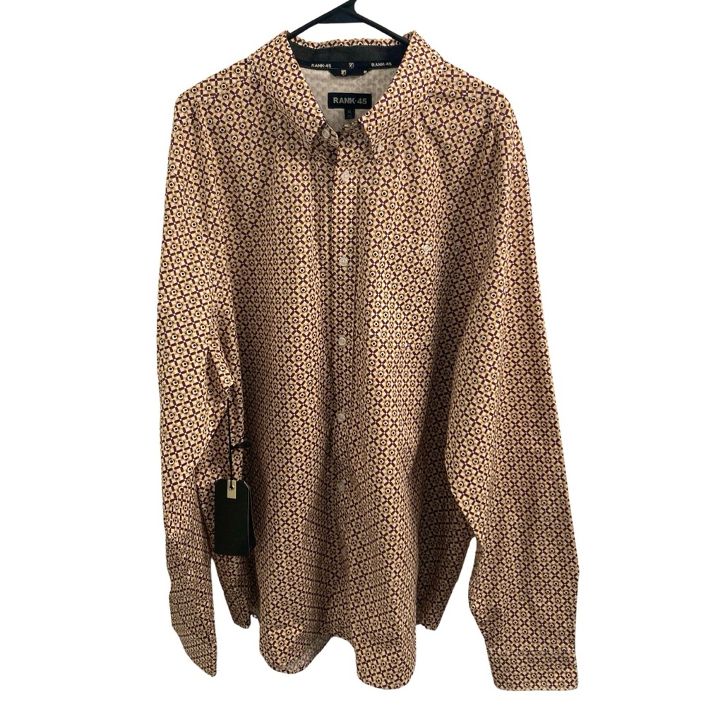 NWT Men's RANK 45 Western Long Sleeve Button Down Top Size XL